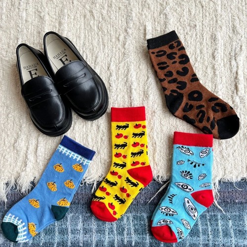 Children's Socks 2025 Spring and Summer for Boys and Girls Striped Cartoon Crew Socks for Toddlers Outerwear Long Socks