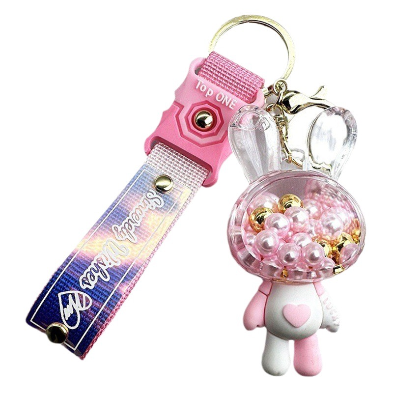 Colorido conejo de frijol lindo llavero de dibujos animados colgante en línea Celebrity ins bolso de las mujeres adornos exquisito anillo de la cadena dominante del coche