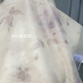 晕染大花玫瑰印花曲天丝新中式旗袍垂感亲肤半透汉服中国风面料