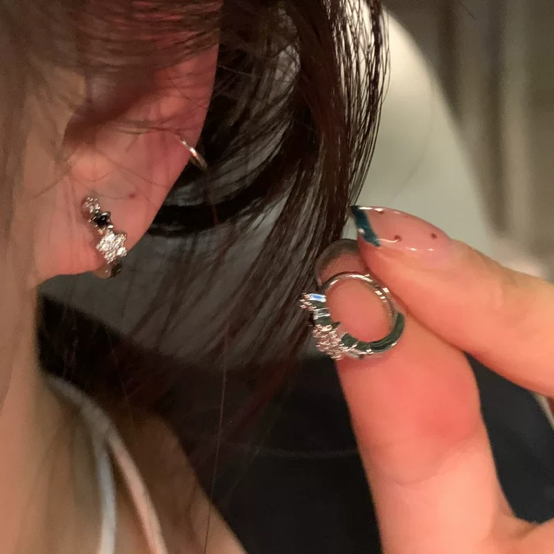 Серьги, маленькие высококачественный стиль, компактные 2,1 × 2,05 см