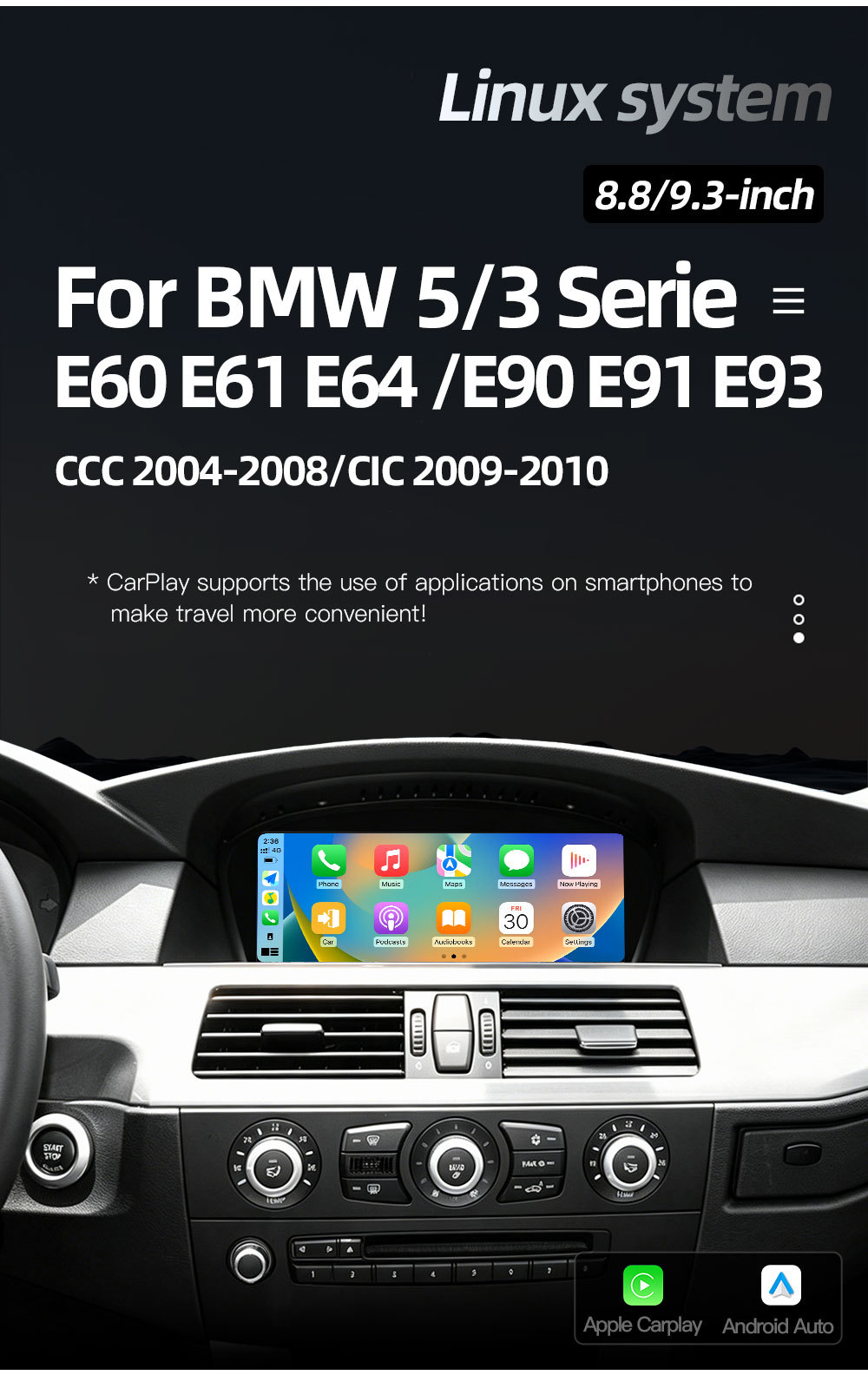 8.8inch Suitable for Bmw 5 Series E60 E61 E63 E64 Central Control Large Screen In-Car Gps Navigation All-In-One Device