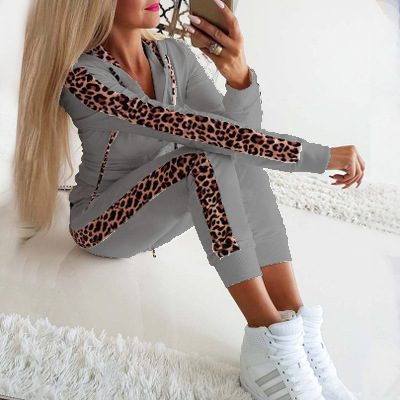 Women's Leopard Print Sweatshirt And Pants Set For Autumn Winter_voghion.com