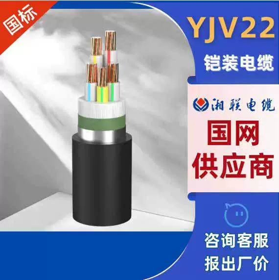 湖南电缆ZC-YJV22铠装电缆线国标纯铜硬线缆16253550平方电力电缆