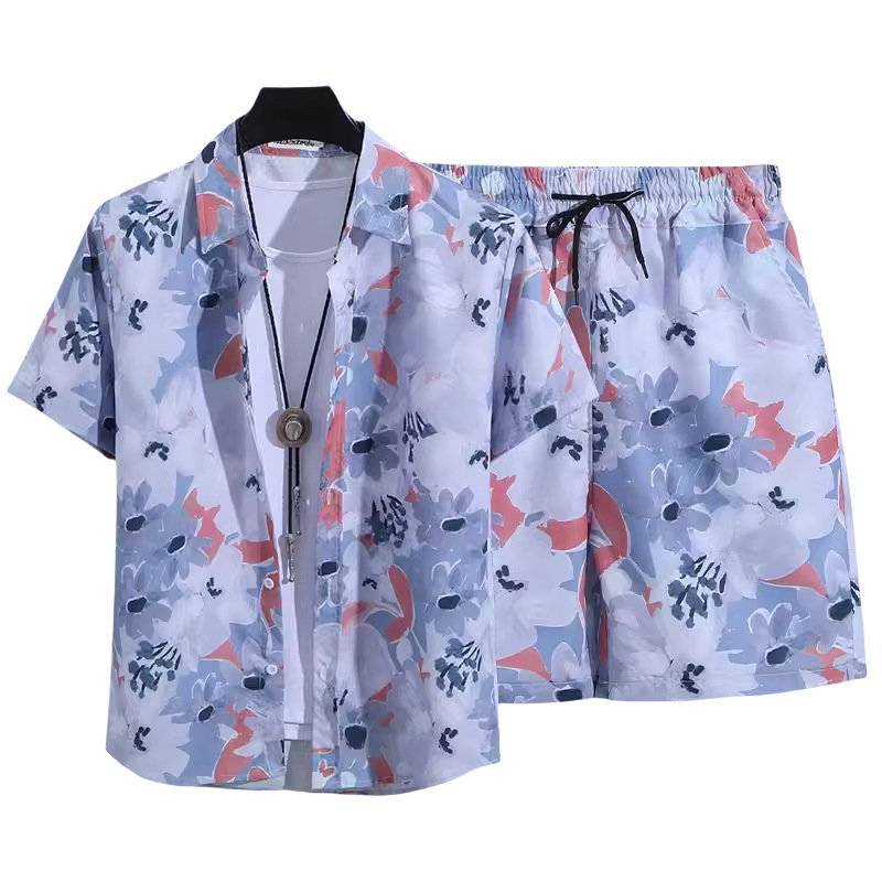 Completo camicia e pantaloncini floreali vintage per mare_voghion.com
