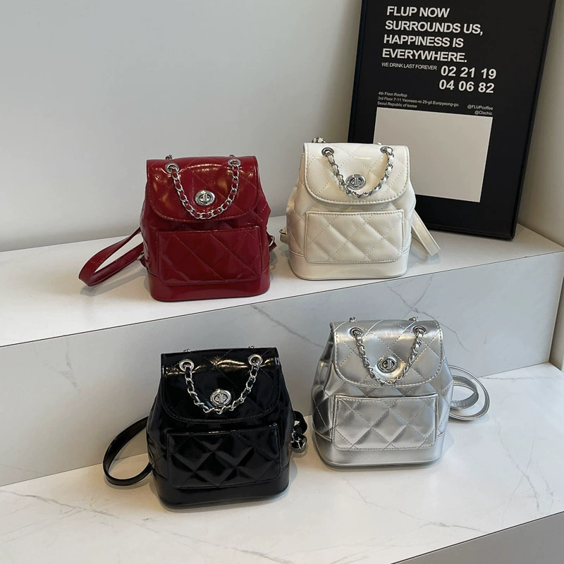 Backpack with diamond pattern for leisure, trend school bag, worn on the shoulder
