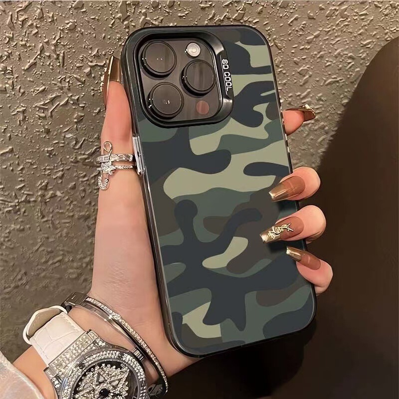 Military Green Camouflage Suitable for Apple 15Promax Mobile Phone Case Iphone16Pro Classy 14Pro Cool 17 Creative