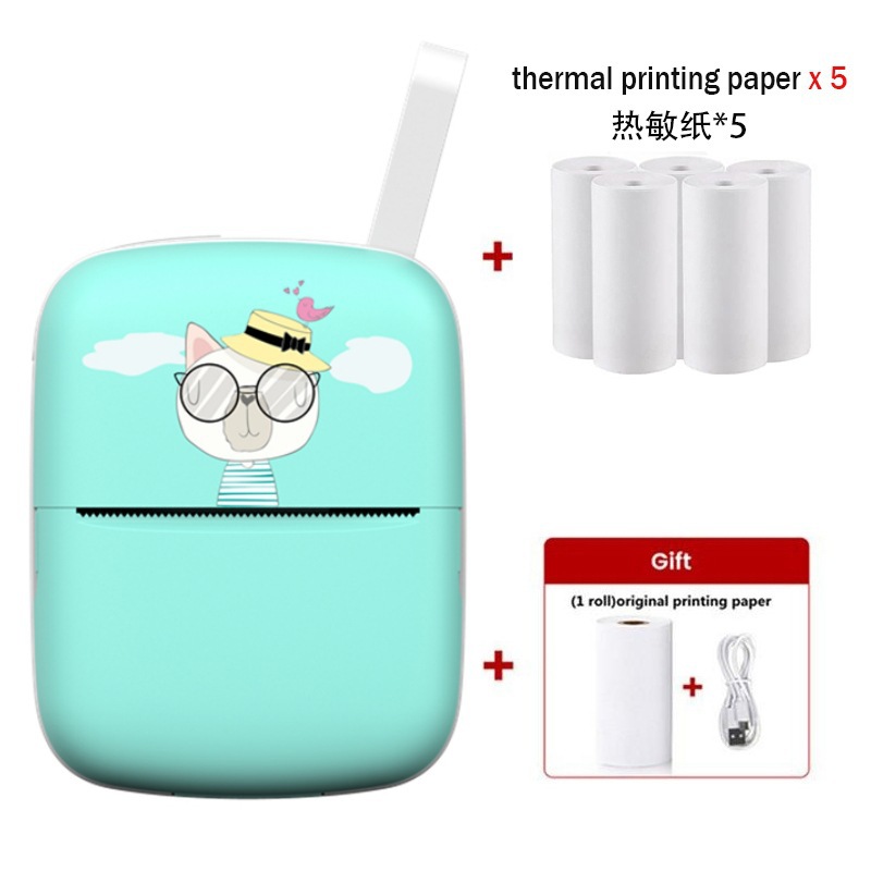 Mini impresora portátil transfronteriza de bolsillo Bluetooth inalámbrica conectable impresora adhesiva sensible al calor doméstica