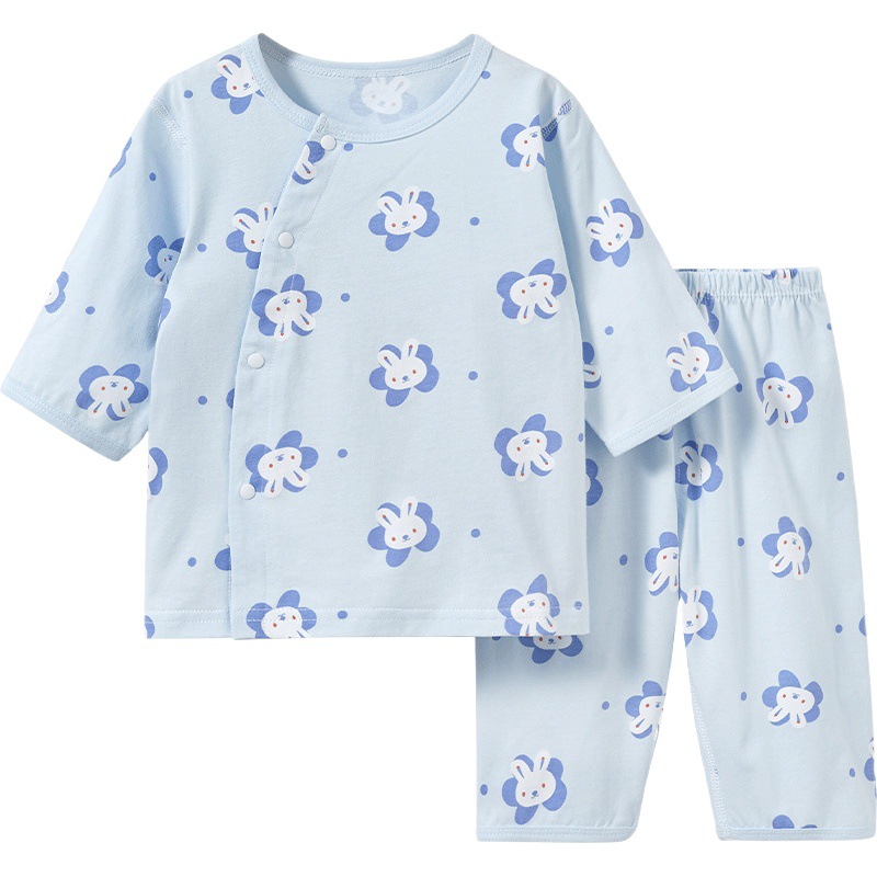 Bebé traje de verano de algodón para niños de media manga delgada traje de dos piezas para niños y niñas ropa de verano sin hueso ropa de bebé