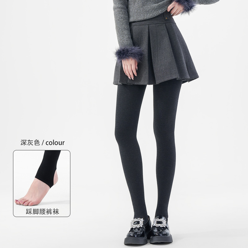 平腰连袜裤微压收腹显瘦保暖黑色加绒加厚打底裤女秋冬外穿紧身|undefined
