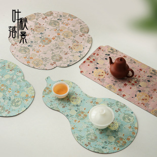 Fabric Tea Tray Table Mat, Dry Bubble Mat, Tea Mat, Waterproof Thickened Tea Coaster, Tea Table, Chinese Style Dining Table Mat, Table Flag
