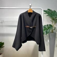 2025冬季新款女装气质百搭宽松斗篷式毛呢外套短款上衣5GA170271