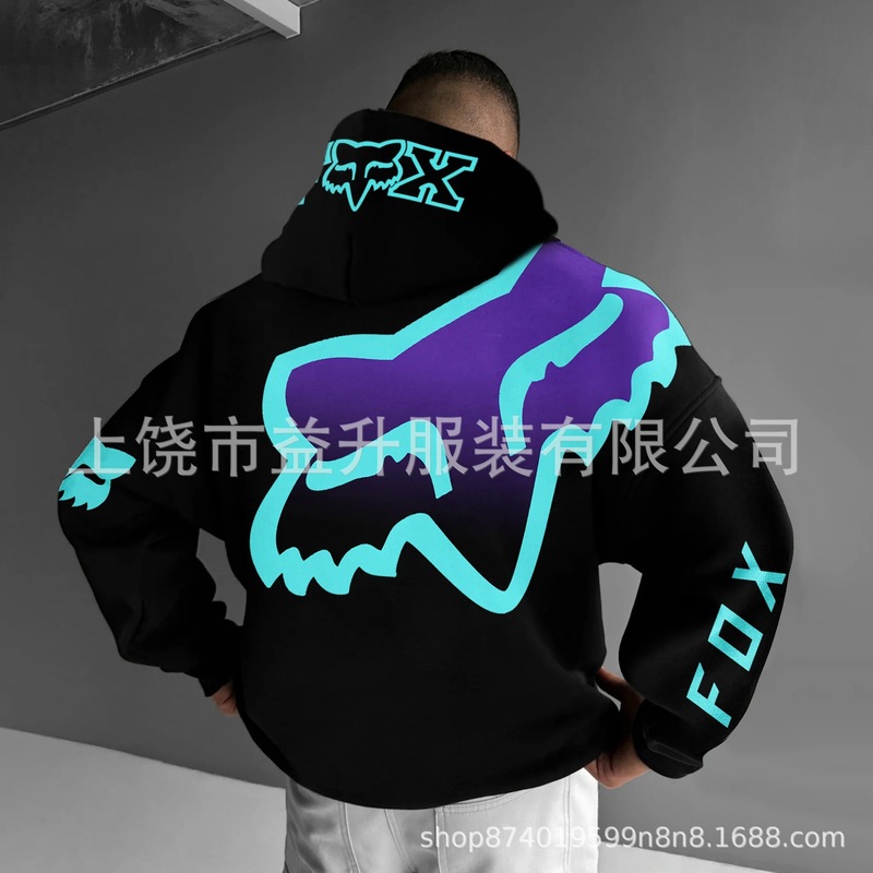 2025秋季新款 热销FOX狐狸跨境潮牌连帽卫衣男女秋冬款连帽衫|undefined