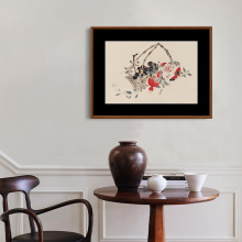 丰收新中式挂画石榴静物风水好寓意小众艺术茶室国风禅意装饰画