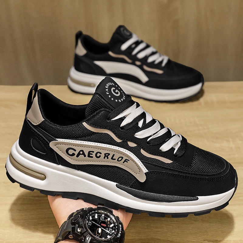 Chase brand men's shoes summer breathable mesh casual running black sports shoes for teenagers height increasing Ah Gang dad trendy shoes