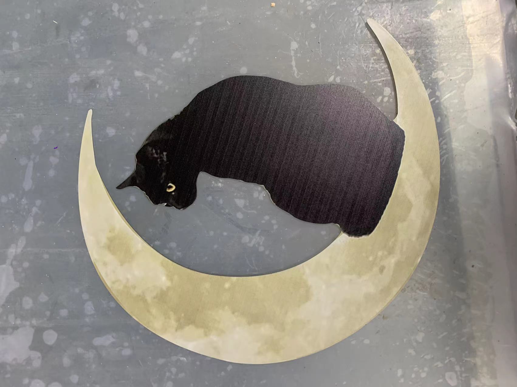 现货Moon Black Cat金属月亮猫摘星猫剪影墙饰室内装饰工艺品批发详情16