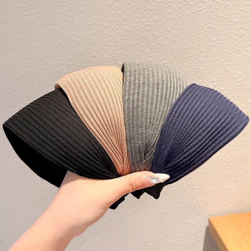 Yi Mengling con el mismo cráneo alto tejido banda de cabello mujer no estrangular la presión de cabello banda de cabello de borde ancho adornamiento de cabello rojo lavar la cara tarjeta de cabello