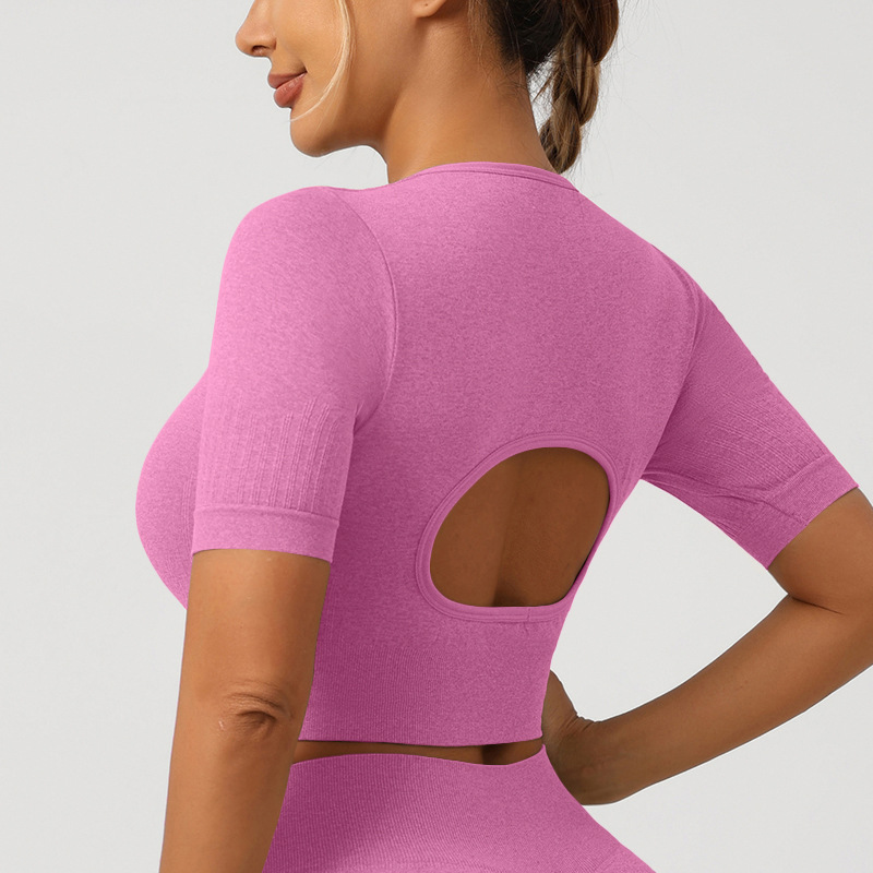 ropa interior deportiva transfronteriza mangas cortas pantalones cortos pantalones largos set mujer antichoque correr de alta intensidad yoga acondicionamiento físico espalda image 65