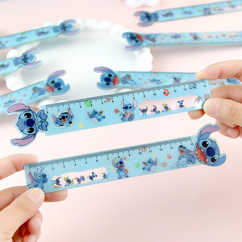 Sacudiendo de dibujos animados regla acrílica de alto valor marca azul pequeña regla de 15cm material de papelería de aprendizaje para estudiantes de primaria