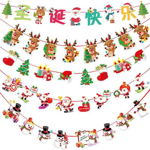 Christmas flag Christmas decorations scene layout banner party bunting cartoon hanging flag paper hanging flag decoration