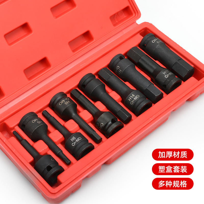 Hexagonal interior de acero al cromo-molibdeno 1/2 cañón de viento conjunto de 10 piezas de cabezal de bobinado hexagonal eléctrico neumático