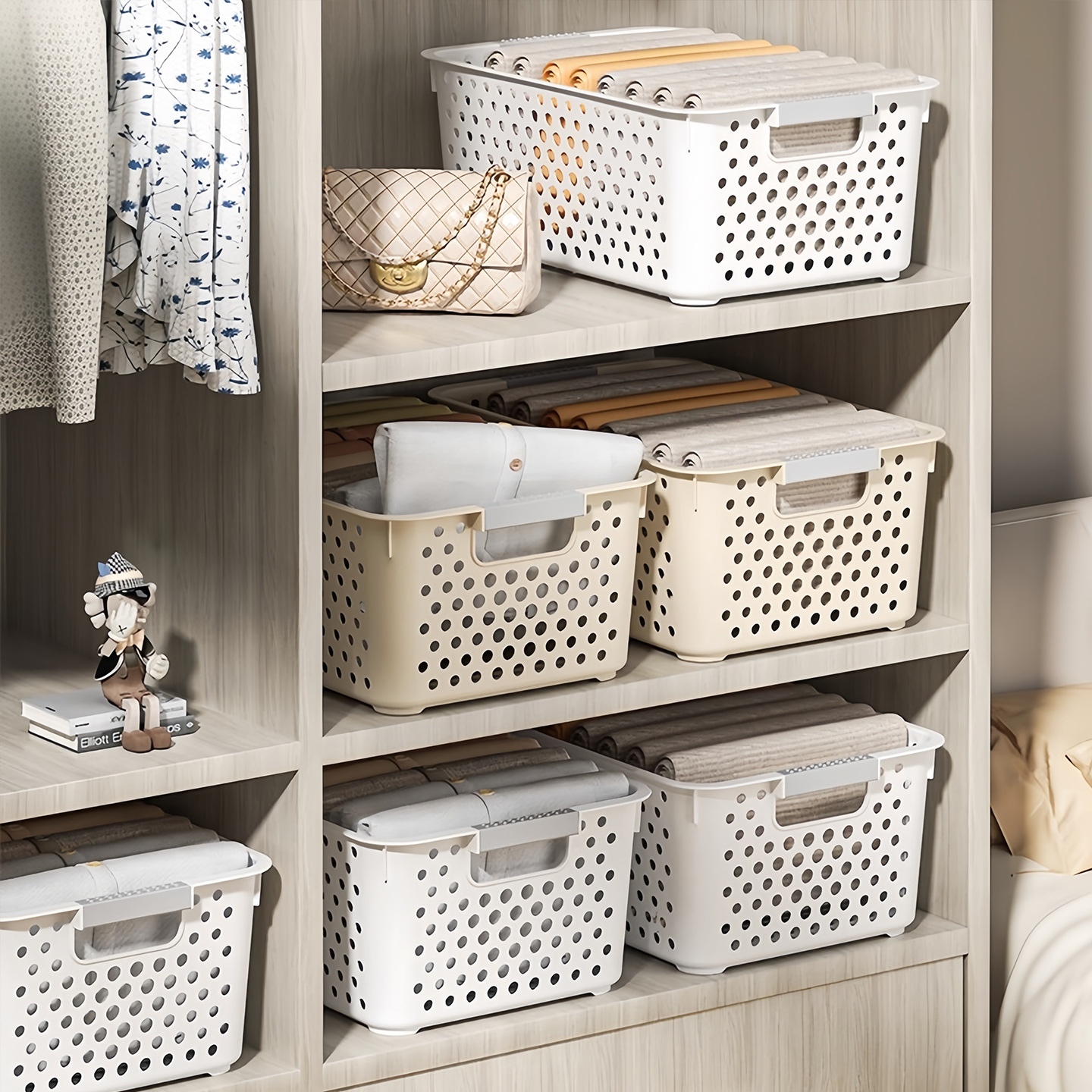 Miscellaneous storage basket snack toy organizer box household plastic storage box kitchen cabinet basket desktop storage basket