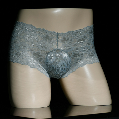Qinghe men's lace underwear triangle shorts jj set sexy transparent stockings with egg-shaped trousers, comfortable large size