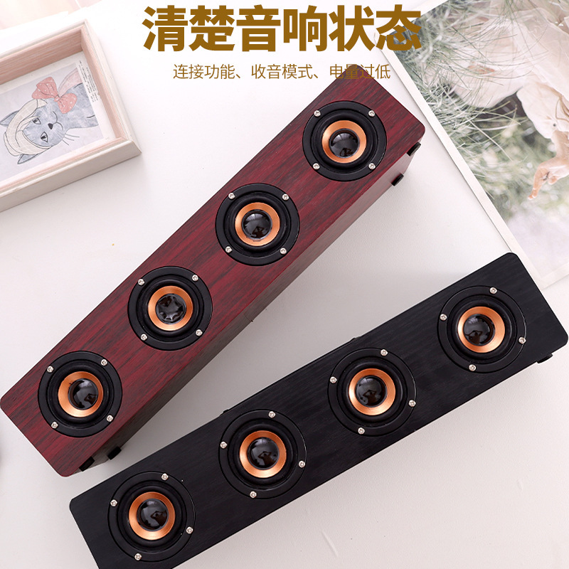 W8 Wooden Karaoke Wireless Bluetooth Speaker Home Computer Mobile Phone Tv Card Audio Manufacturer Wholesale Microphone