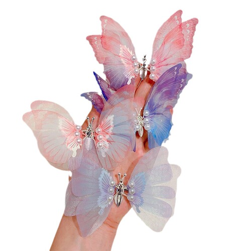 Children's Fairy Butterfly Pearl Hair Clip Hair Accessory Girl Fairy Hair Pin Small Fairy Moving Butterfly Headpiece Cute Accessory