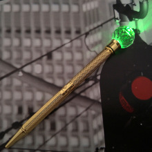 水晶球LED灯笔金属刻花笔杆圆珠笔 发光变色转动笔