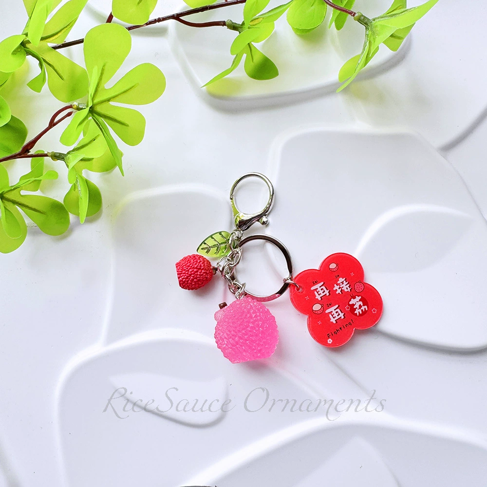 Acrylic Fruit Keychain Pendant, Cute Mini Charm with Leaf Tag, Single or Multi‑Piece Options
