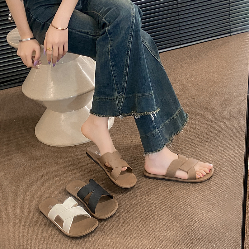 Verano nuevo cruzado diario zapatillas casuales de playa chicas tendencia universal zapatillas de playa ligeras