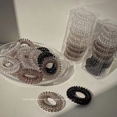 9條袋裝電話線發圈漸變灰色ins網紅頭少女心扎頭髮清新繩皮筋髮飾