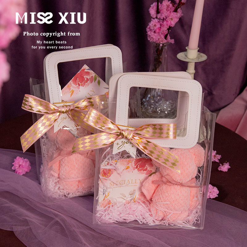 PVC透明手提袋禮品袋ins高級感伴手禮手拎袋子生日禮物包裝袋