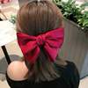 Hairgrip with bow, red hair accessory, hairpins, human head, South Korea