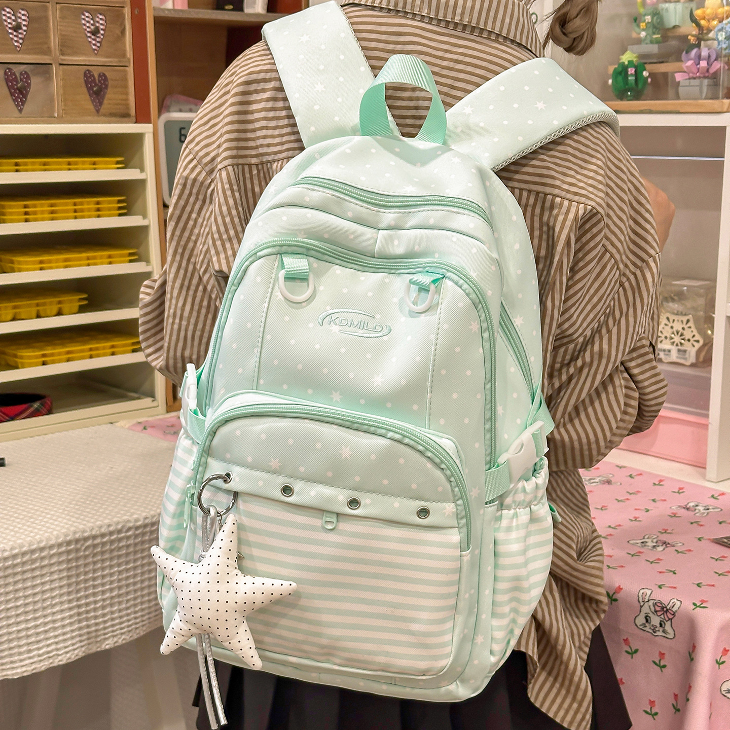 New Simple Korean Style Ins-Style Girl Backpack, Casual Lightweight Star Backpack, Casual Outdoor Travel Backpack