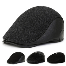 爸爸帽子男冬天出游百搭护耳鸭舌帽商务休闲毛绒前进帽 秋冬批发