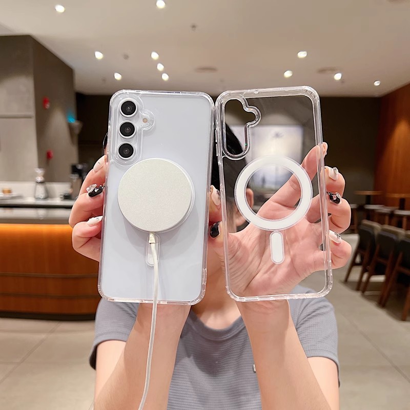 Funda magnética transparente para Samsung S26 Ultra, cubierta protectora acrílica de alta transparencia para S25 Plus, A57