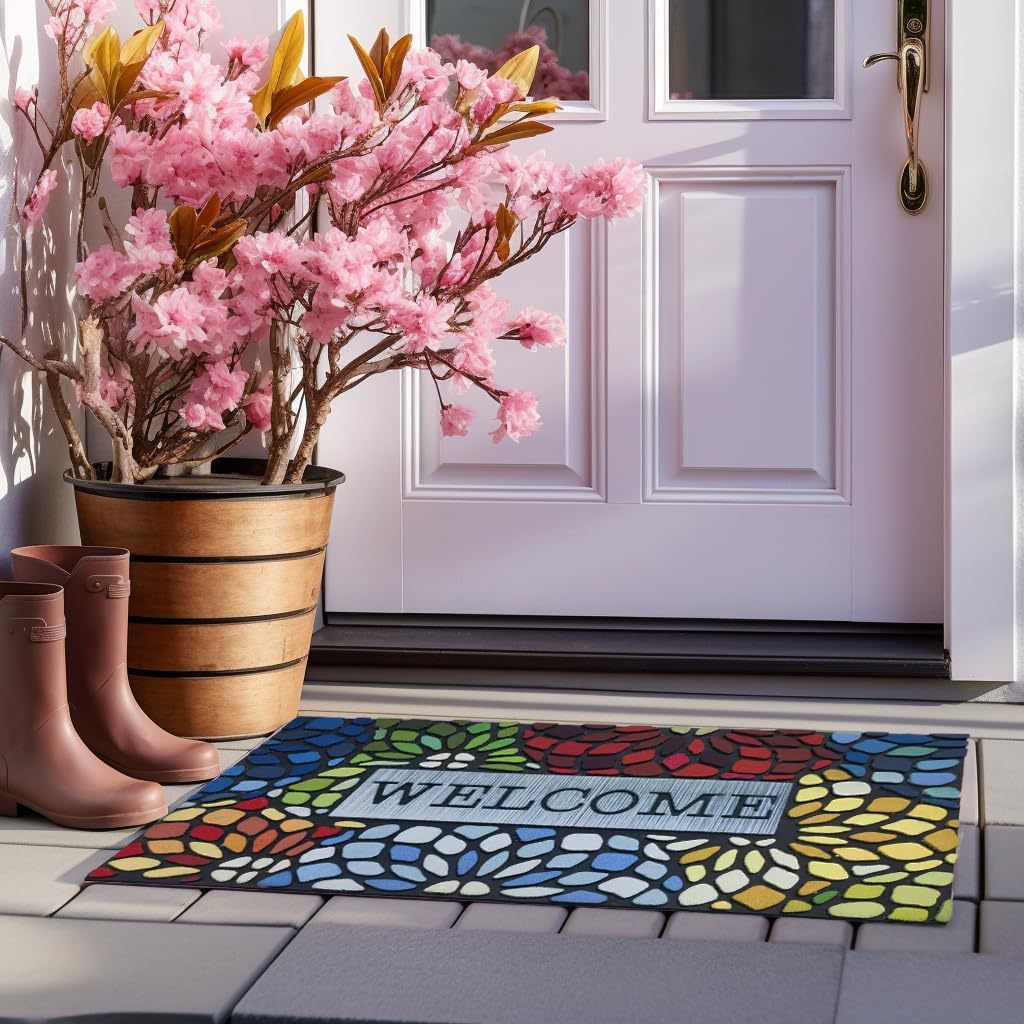 En stock paillasson lavable pour la maison, tapis de sol absorbant pour la salle de bain, tapis de sol absorbant pour le couloir, les fleurs, résistant aux taches_voghion.com