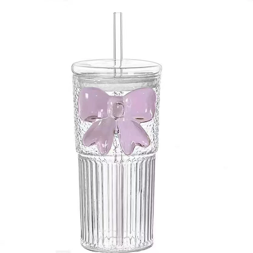 High quality glass with bow, straw