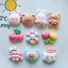 亮面树脂皇冠白云七彩花郁金香 儿童发夹材料手工平底贴片批发