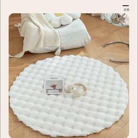 奶油风兔毛绒圆形地毯懒人单人沙发圆地垫客厅茶几梳妆台床边地毯