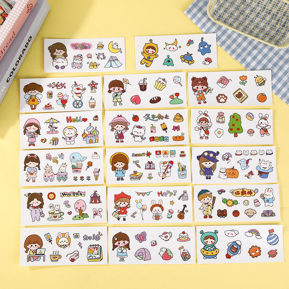 Children's Handbook Cartoon Stickers, Thermos Cup, Cute Waterproof Pvc Stickers, Student Stationery Handbook Material Decorative Stickers