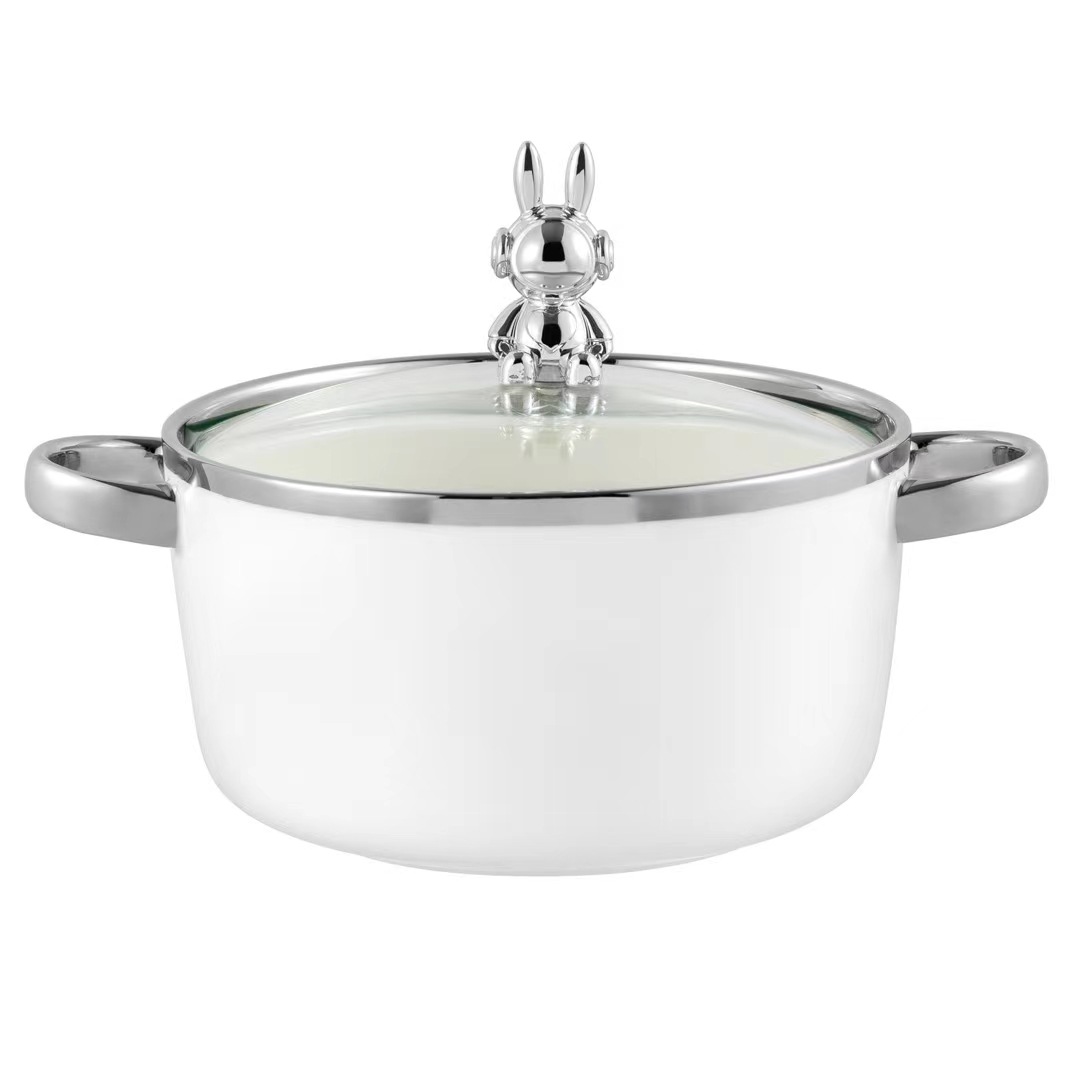 Estilo nórdico simple regalo plateado de dibujos animados personalidad muñeca oso conejo tazón de fideos instantáneos hogar tazón de sopa binaural de cerámica