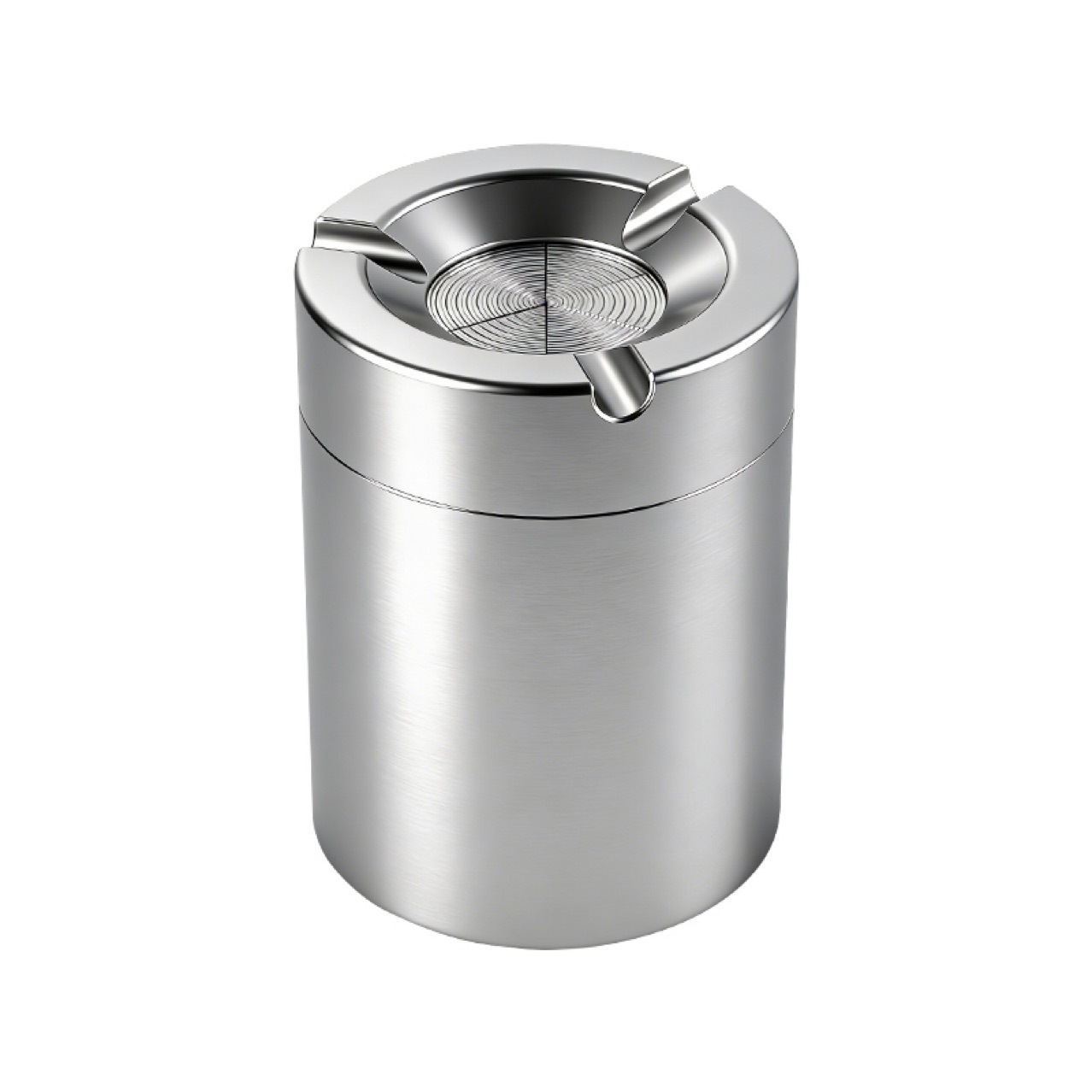 Aluminum Alloy Open-Close Ashtray for Home and Office Desktop Use, High Aesthetic Value, Anti-Drop, High Temperature Resistant, Silver Color, Car Ashtray