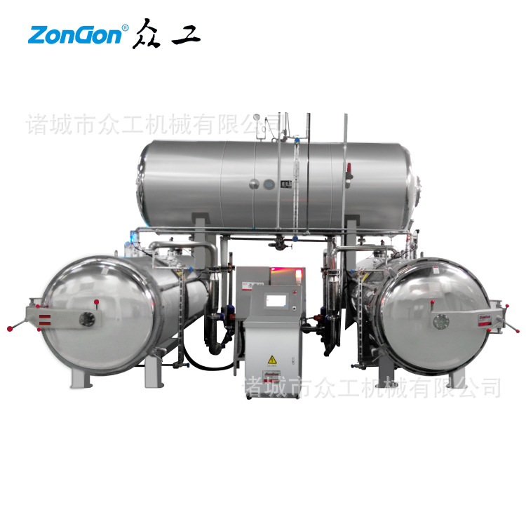 一拖四高温灭菌釜 四锅串联烧鸡杀菌锅 开袋即食炒鸡杀菌锅