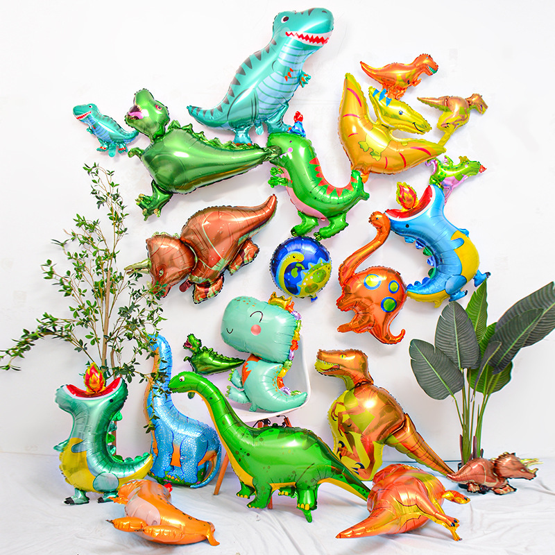 Globos de aluminio con diseño de animales de dibujos animados con temática de dinosaurios para decoraciones de fiestas de cumpleaños infantiles image 5
