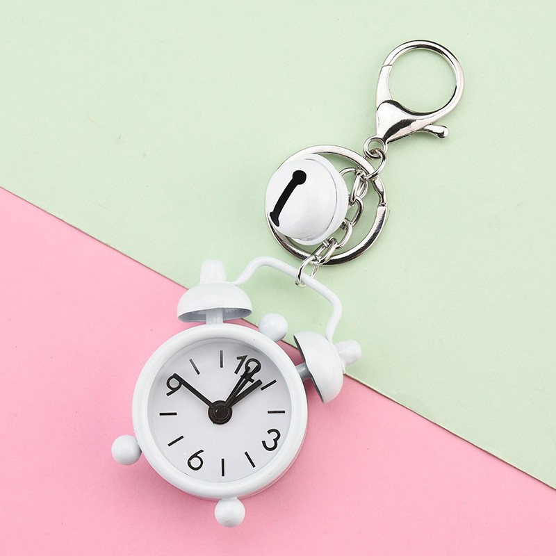 Creativo mini reloj de alarma llavero dibujos animados lindo coche pareja exquisita bolsa colgante pequeño regalo