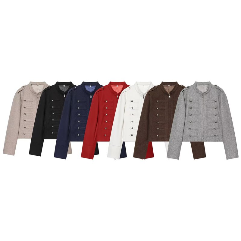 2026 Summer New Style French Retro Stand-Collar Short Jacket European and American Style Fashionable Versatile Zipper Soft Jacket 2026 Summer New Style French Retro Stand-Collar Short Jacket European and American Style Fashionable Versatile Zipper Soft Jacket