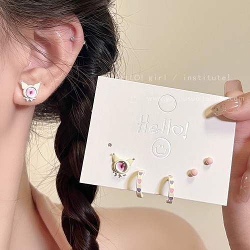 Super cute ~ unique little monster earrings for women set earrings niche design cool hot girl personalized earrings