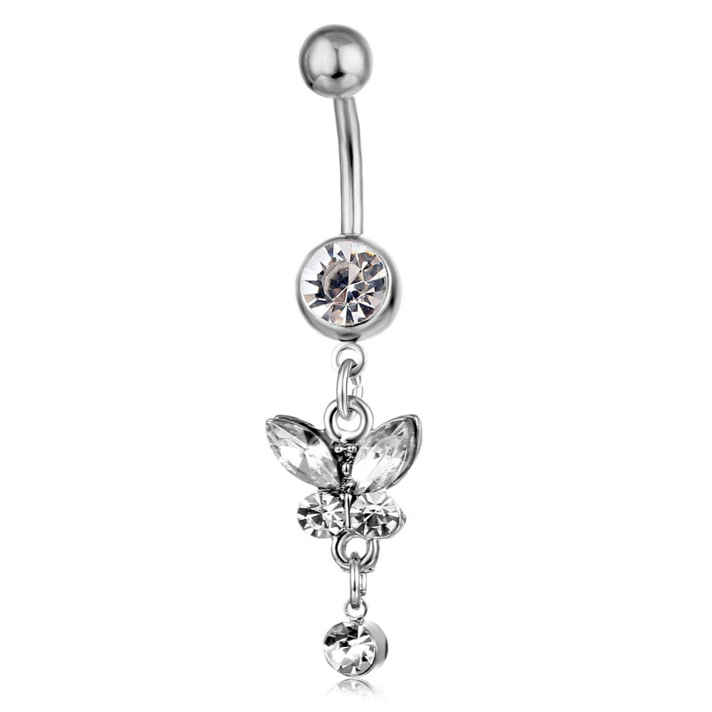 Spot Wholesale European And American Piercing Jewelry Butterfly Strap Belly Button Ring Belly Button Nail display picture 4